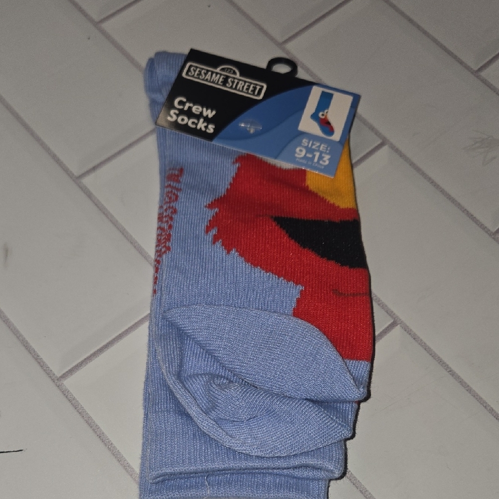Sesame Street Elmo Blue Crew Socks